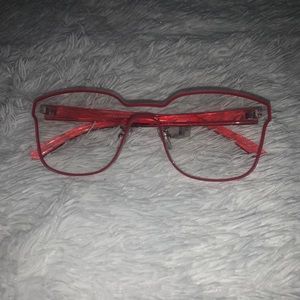 Clear with pink outline glasses